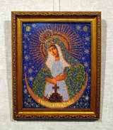 Вышивка «Богородица Остробрамская» 24,8х20,2
(рамка, стекло антиблик, оргалит, установка, натяжка)

