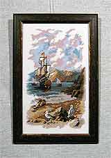 Вышивка «Корабли в гавани» 36х22
(рамка пластиковая, стекло антибликовое, оргалит, установка работы в раму, натяжка)
