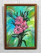Акварель «Розовые цветы» 28,5х20,0
(рамка деревянная, стекло стандартное, установка работы в раму, задник)
