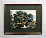 Вышивка «Прогулка» 26,0х38,0
(рамка деревянная, стекло стандартное, задник, установка работы в раму, паспарту, вырез окна в паспарту, натяжка вышивки)
